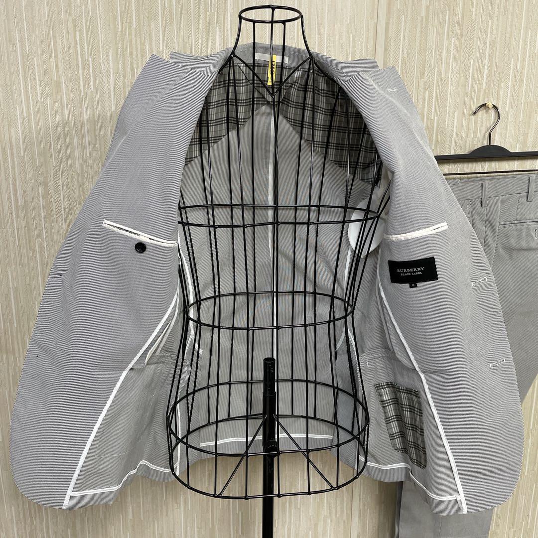 【超美品】BurberryBlackLabelグレー ストライプ柄 セットアップ
