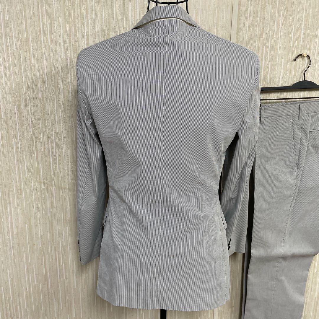 【超美品】BurberryBlackLabelグレー ストライプ柄 セットアップ