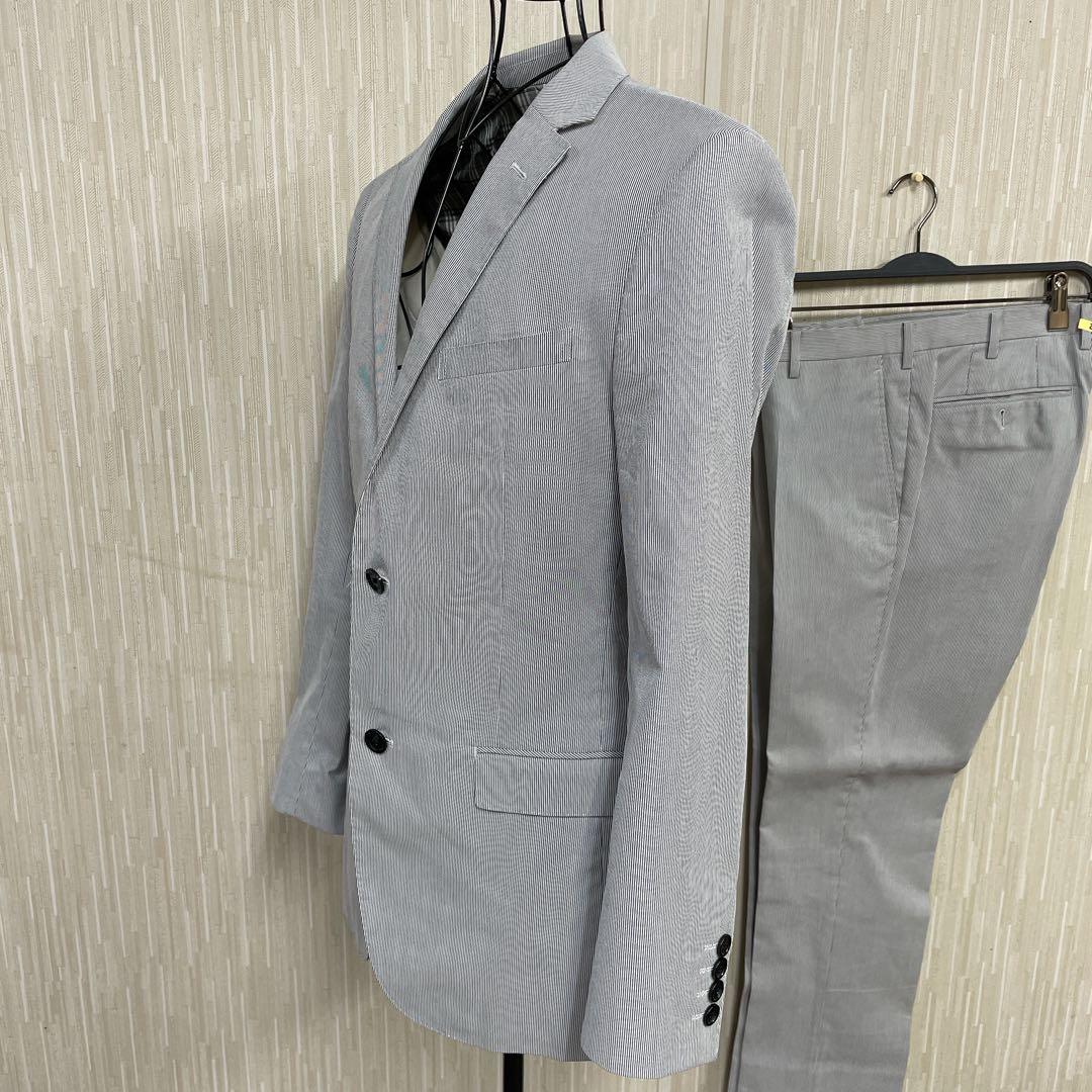 【超美品】BurberryBlackLabelグレー ストライプ柄 セットアップ