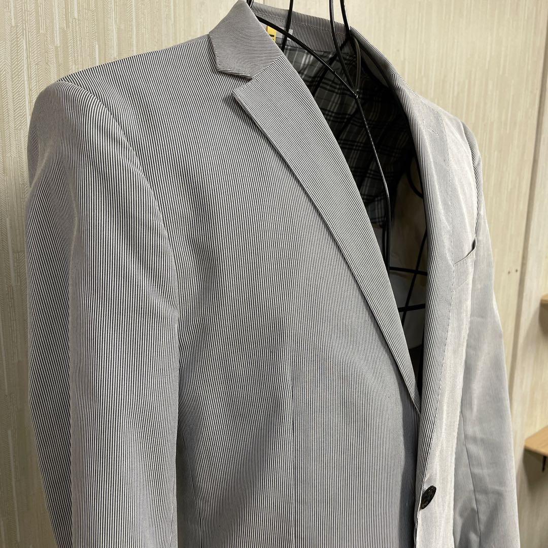 【超美品】BurberryBlackLabelグレー ストライプ柄 セットアップ