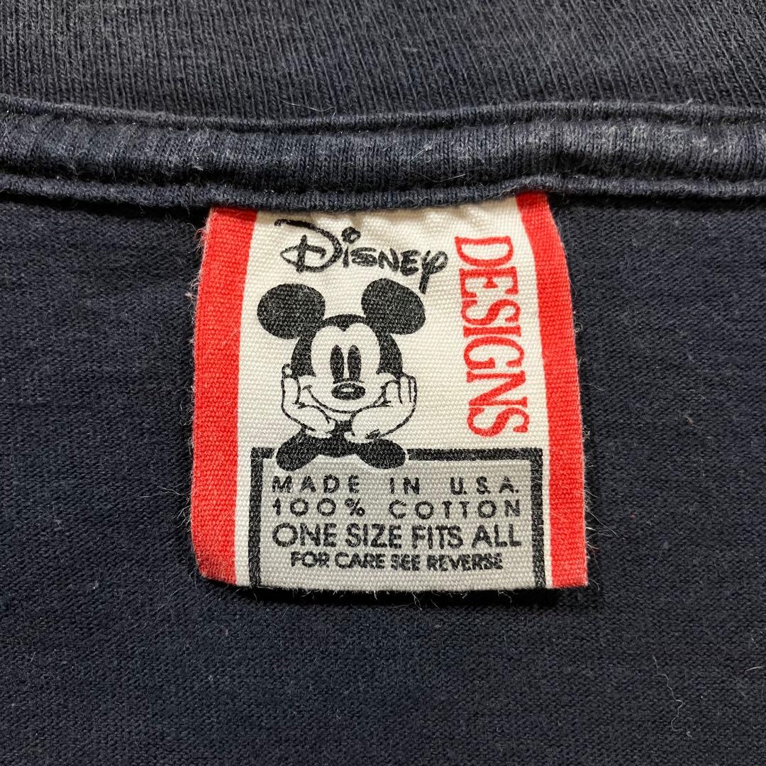 【USA製】90s Disney 背中よじ登りミッキー 両面 ブラック Tシャツ