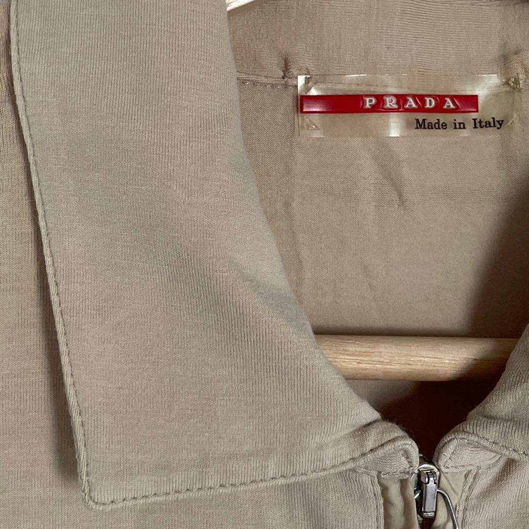 PRADA プラダ スポーツ フルジップ バックポケット ポロシャツ Sベージュ