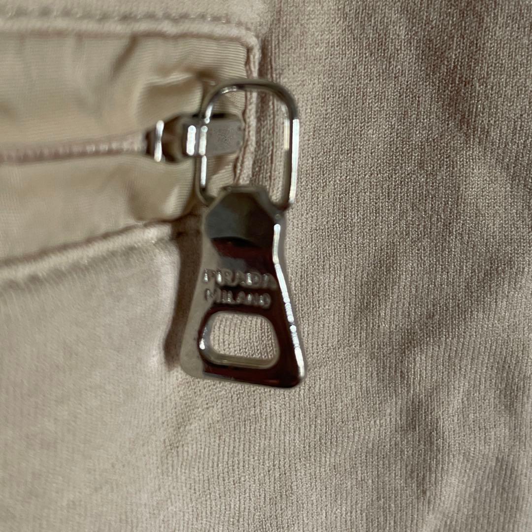 PRADA プラダ スポーツ フルジップ バックポケット ポロシャツ Sベージュ
