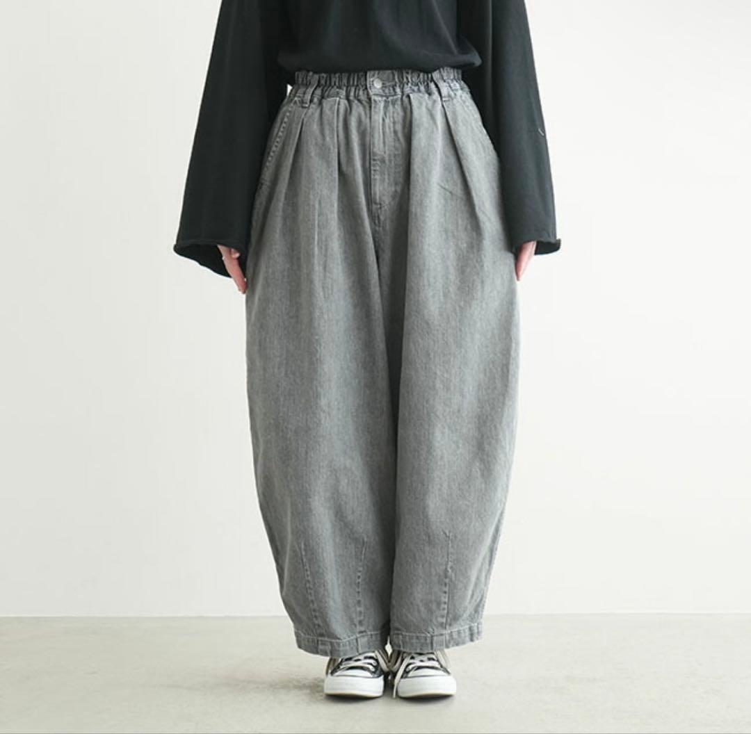 美品✨HARVESTY サーカスパンツ ブラックデニム グレーフェード1 ワイド