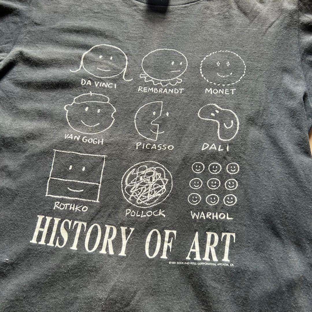 90's \" HISTORY OF ART \" s/s tee・USA製