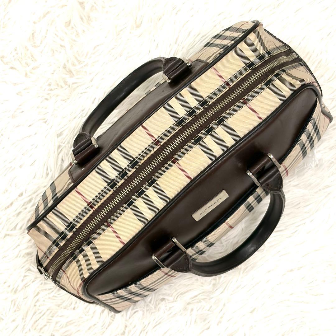 バーバリー BURBERRY ミニボストンバッグ ノバチェック ブラウン