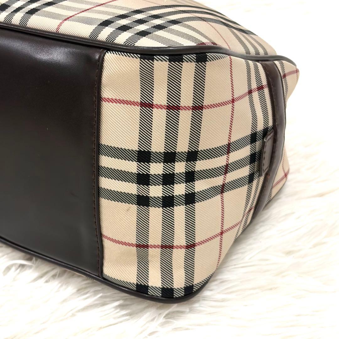 バーバリー BURBERRY ミニボストンバッグ ノバチェック ブラウン