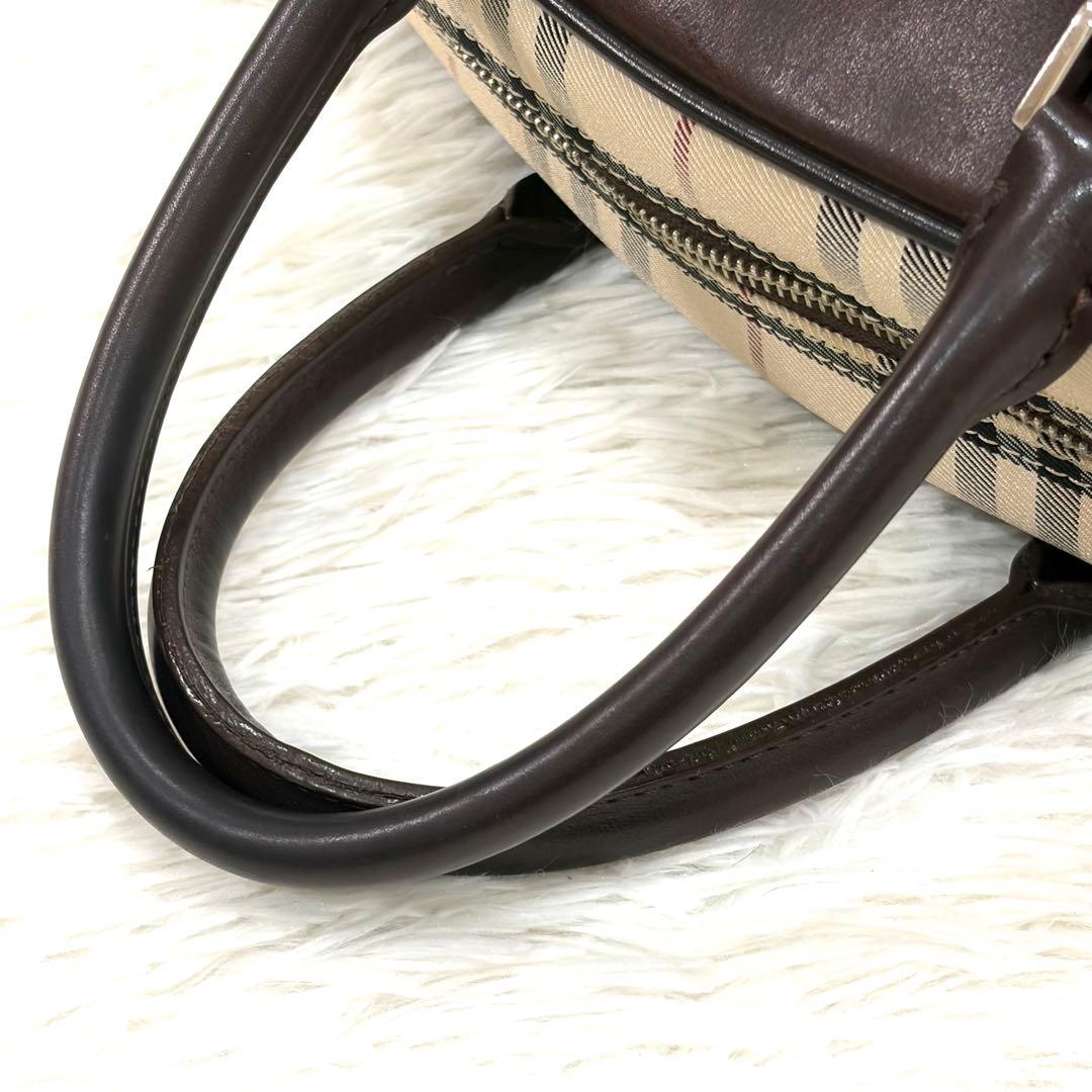 バーバリー BURBERRY ミニボストンバッグ ノバチェック ブラウン