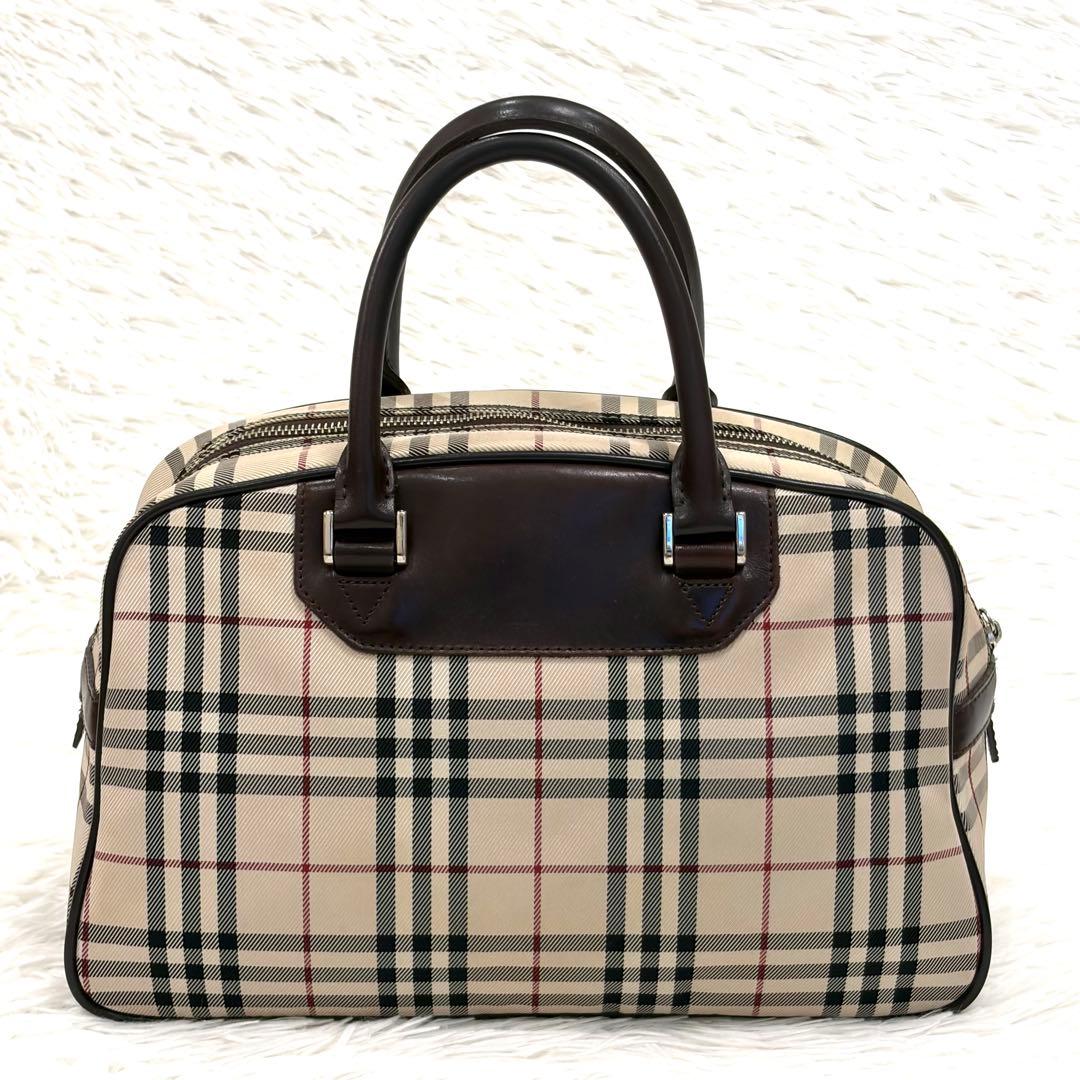 バーバリー BURBERRY ミニボストンバッグ ノバチェック ブラウン