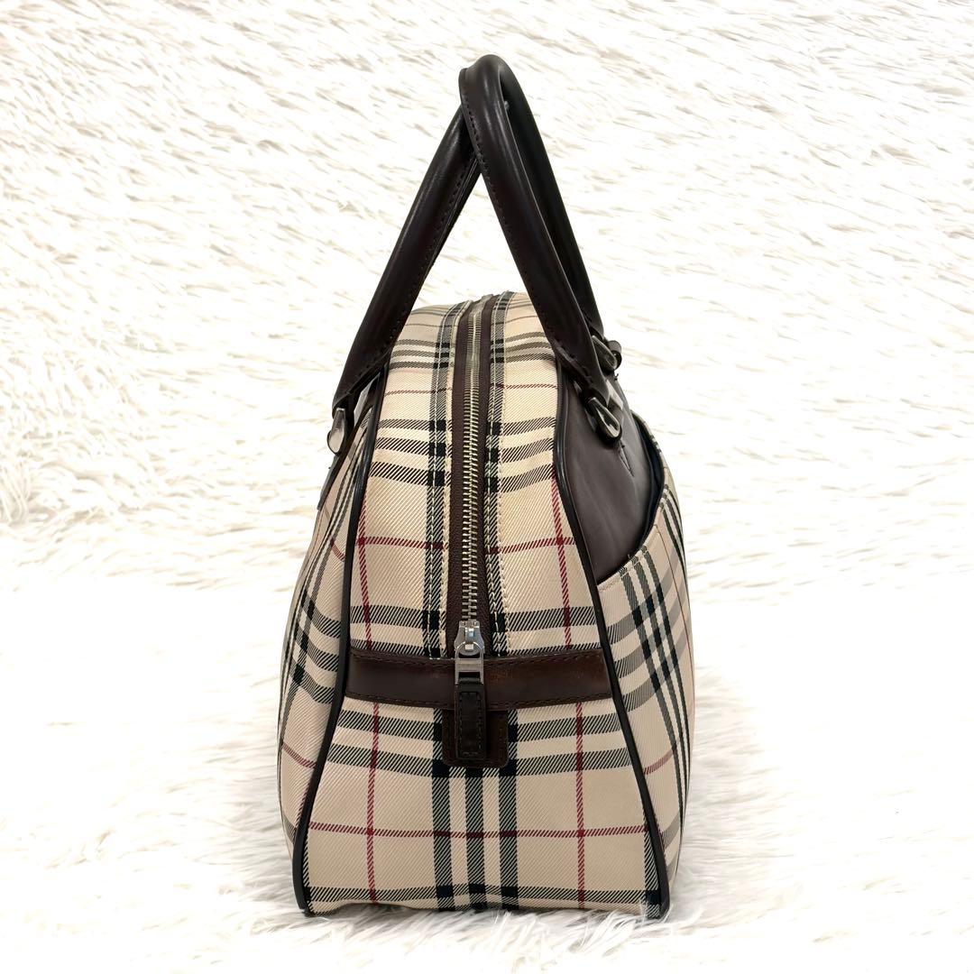 バーバリー BURBERRY ミニボストンバッグ ノバチェック ブラウン