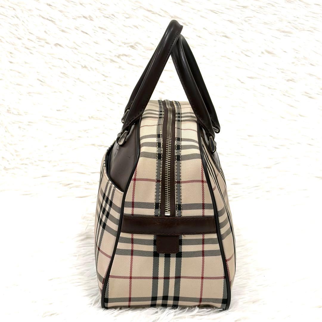 バーバリー BURBERRY ミニボストンバッグ ノバチェック ブラウン