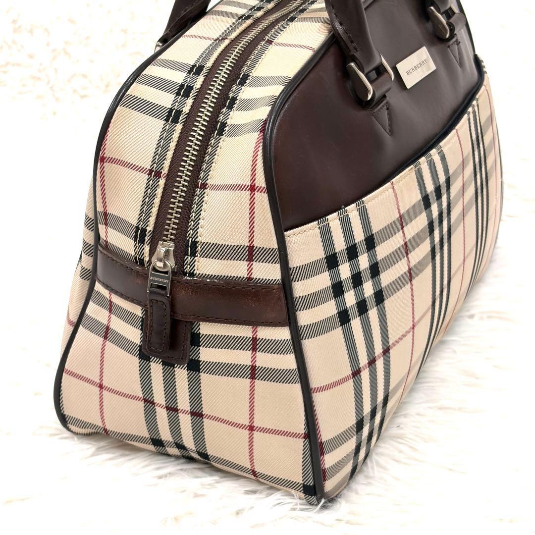 バーバリー BURBERRY ミニボストンバッグ ノバチェック ブラウン