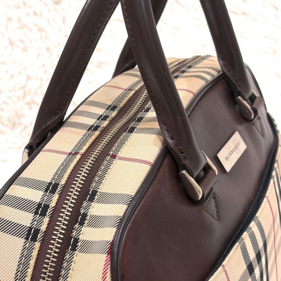 バーバリー BURBERRY ミニボストンバッグ ノバチェック ブラウン