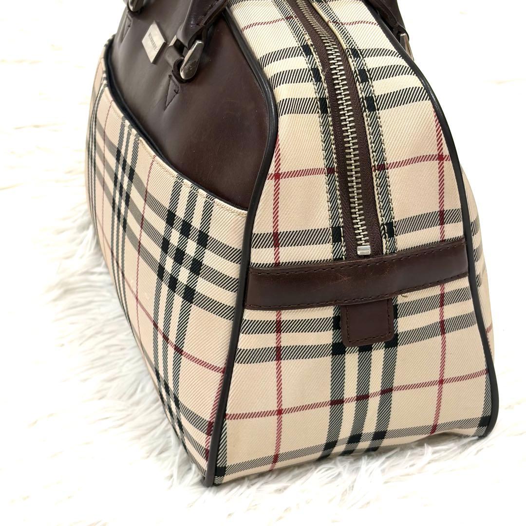 バーバリー BURBERRY ミニボストンバッグ ノバチェック ブラウン