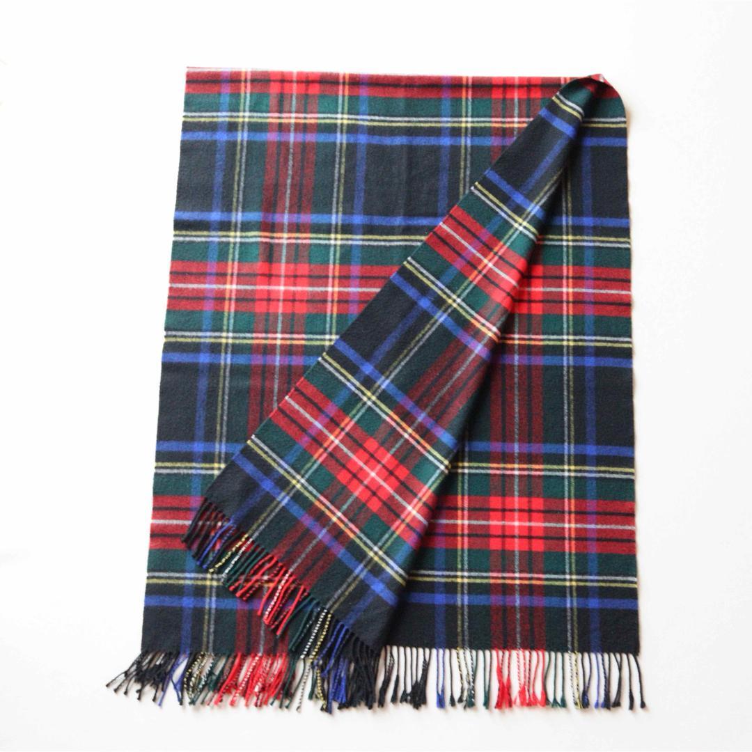 5424【美品】ジョンストンズ 大判ストール ウール カシミヤ チェック