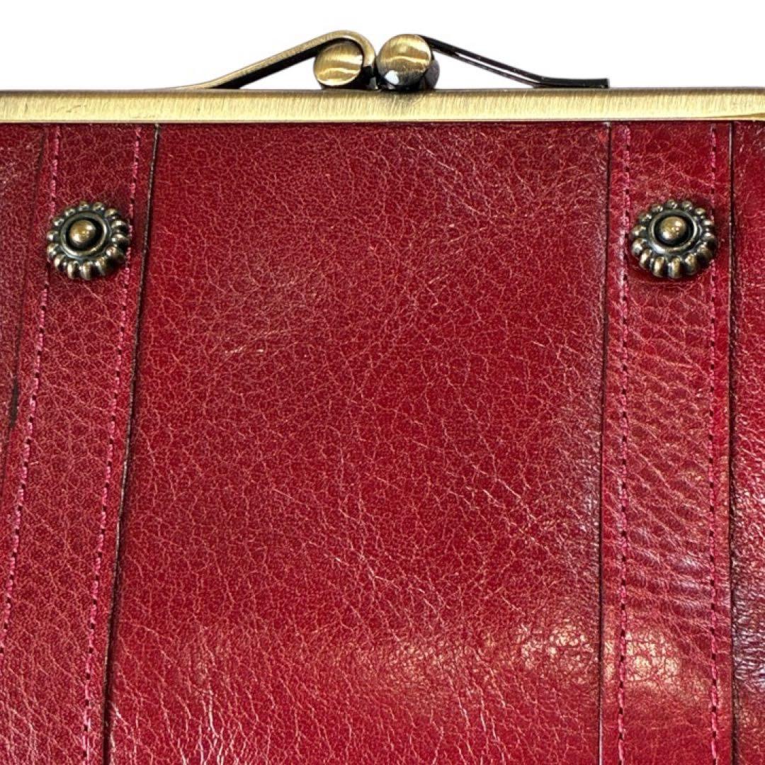 新品タグ付き✨ダコタ 二つ折り財布 がま口 レッド 本革 イタリア製 牛革 箱付