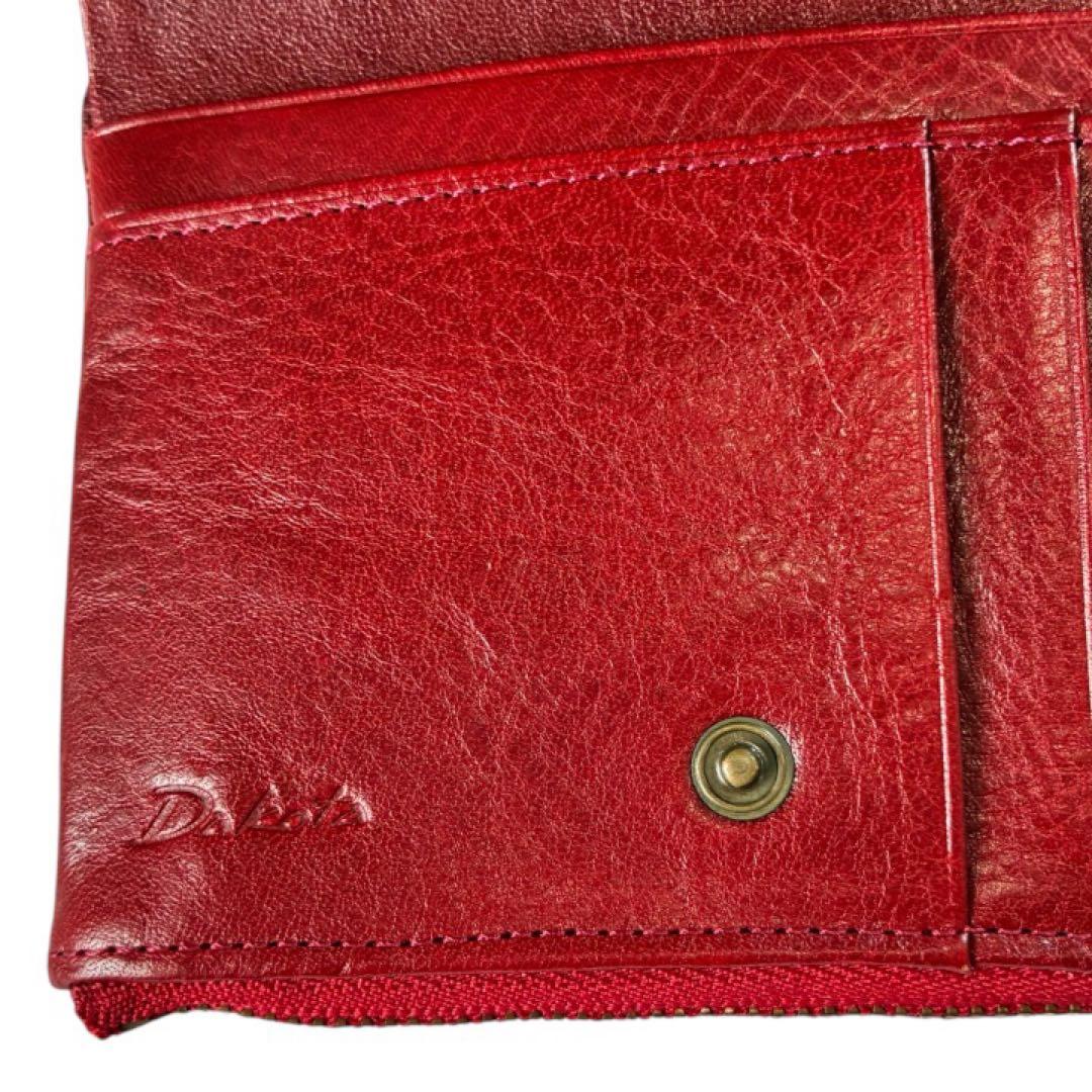 新品タグ付き✨ダコタ 二つ折り財布 がま口 レッド 本革 イタリア製 牛革 箱付