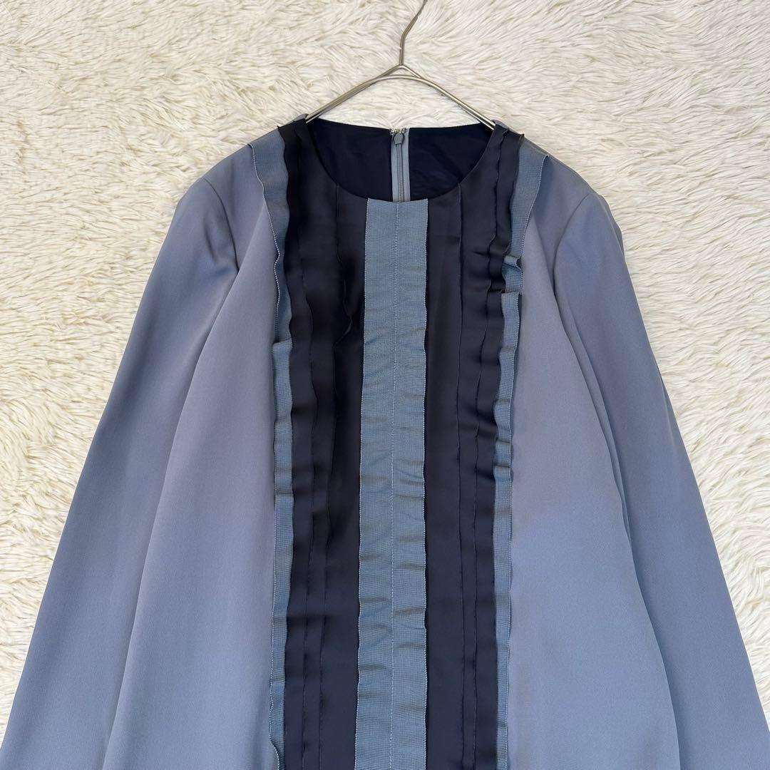 新品✨定価9.2万 ランバン センターラッフルワンピース フォーマル ブルー M