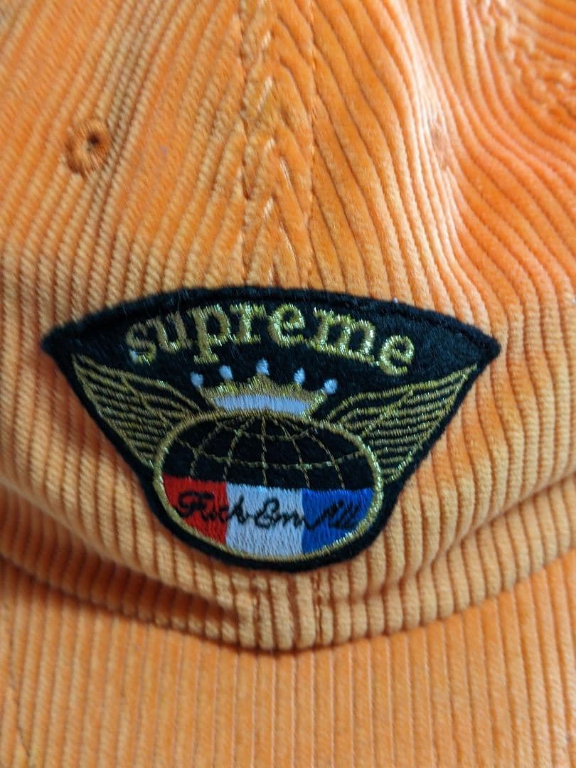 supreme⭐️ USA製　レアカラーコーデュロイキャップ オレンジ