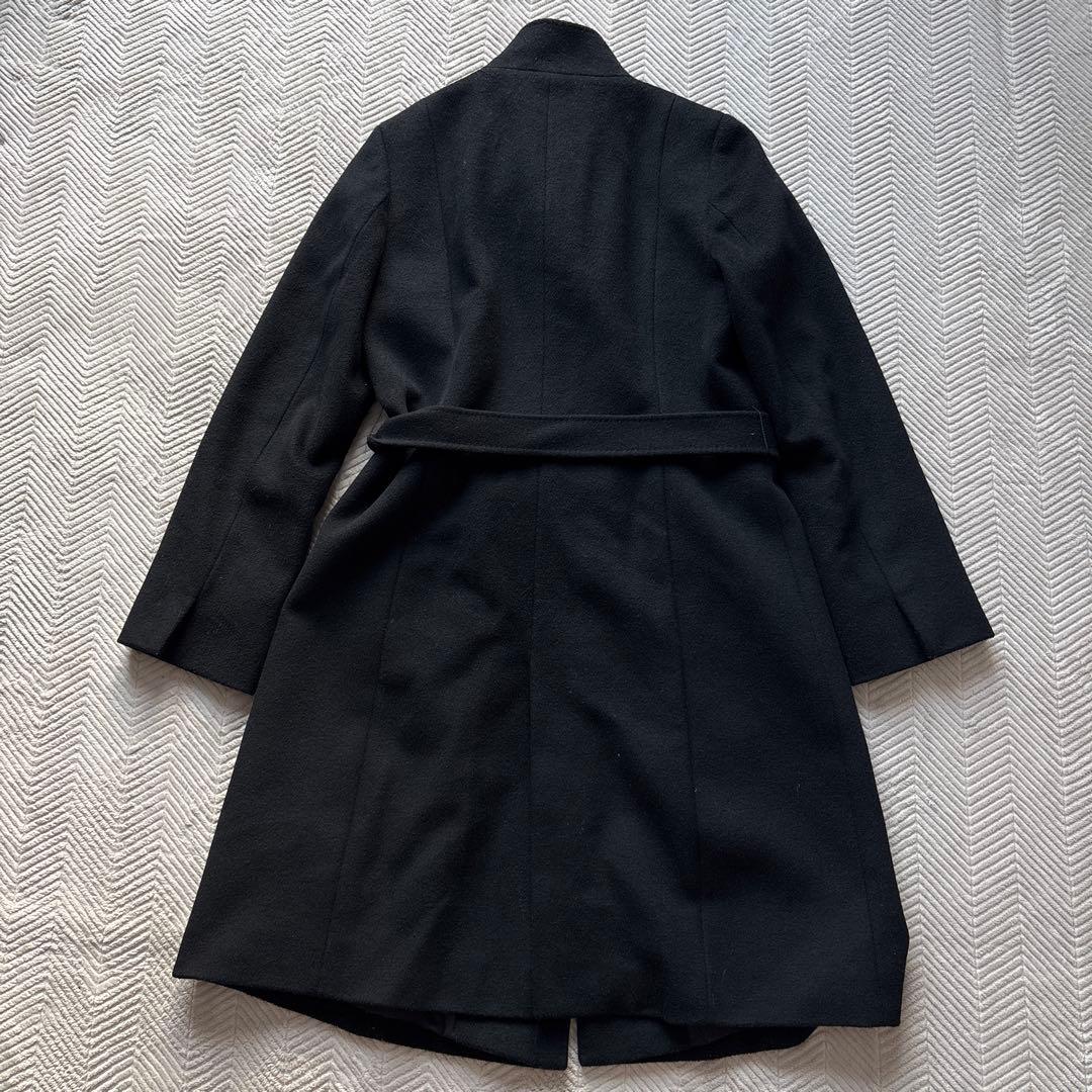 美品【アンゴラ混】23区　スタンドカラーコート 38 ベルト 黒 ウール