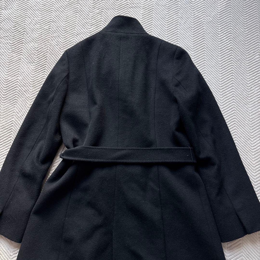 美品【アンゴラ混】23区　スタンドカラーコート 38 ベルト 黒 ウール
