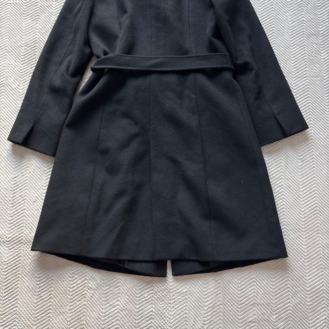 美品【アンゴラ混】23区　スタンドカラーコート 38 ベルト 黒 ウール