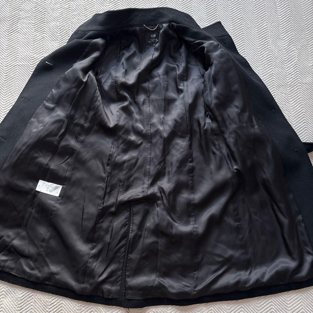 美品【アンゴラ混】23区　スタンドカラーコート 38 ベルト 黒 ウール