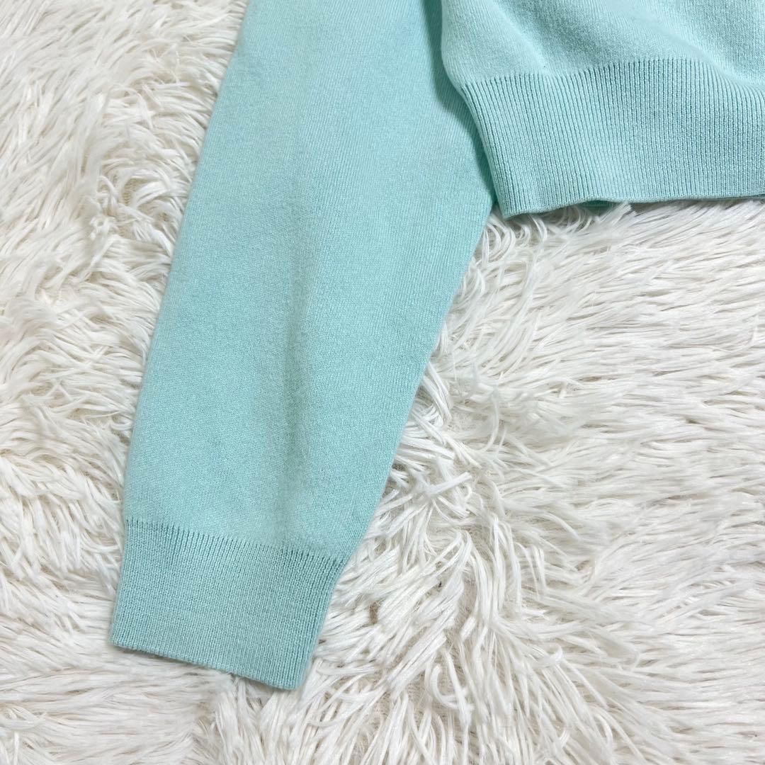 美品♡CABaN コットンカシミヤ クルーネックカーディガン ミントブルー S
