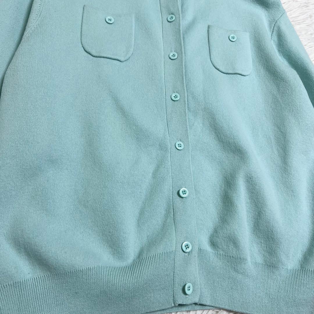 美品♡CABaN コットンカシミヤ クルーネックカーディガン ミントブルー S