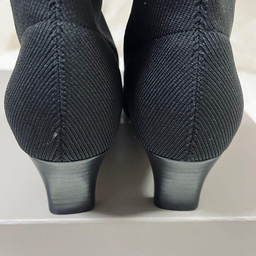【箱付・美品】FRAY I.D オープントゥ ニットブーツ ブラック 37
