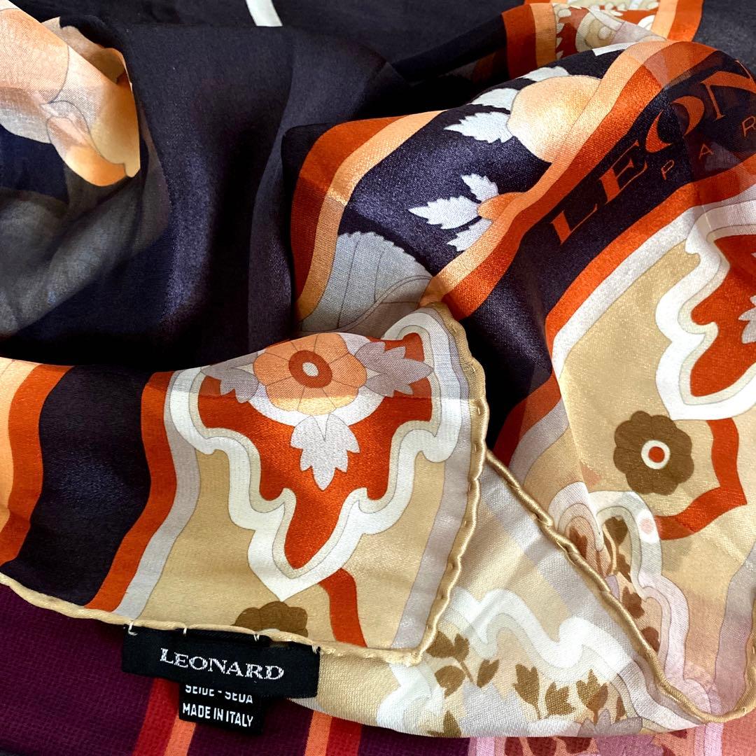 LEONARD 大判シルクストール　美品　レア　イタリア製