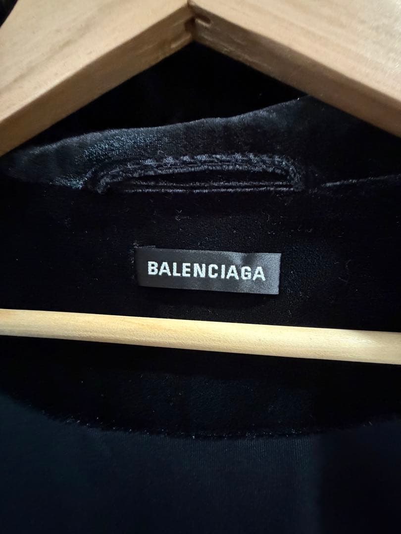 【美品鑑定済】BALENCIAGA バレンシアガ　ベロアブルゾン　ブラック