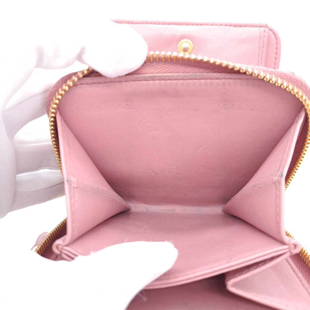 miu miu ミュウミュウ マテラッセ ファスナー 二つ折り 財布 ピンク