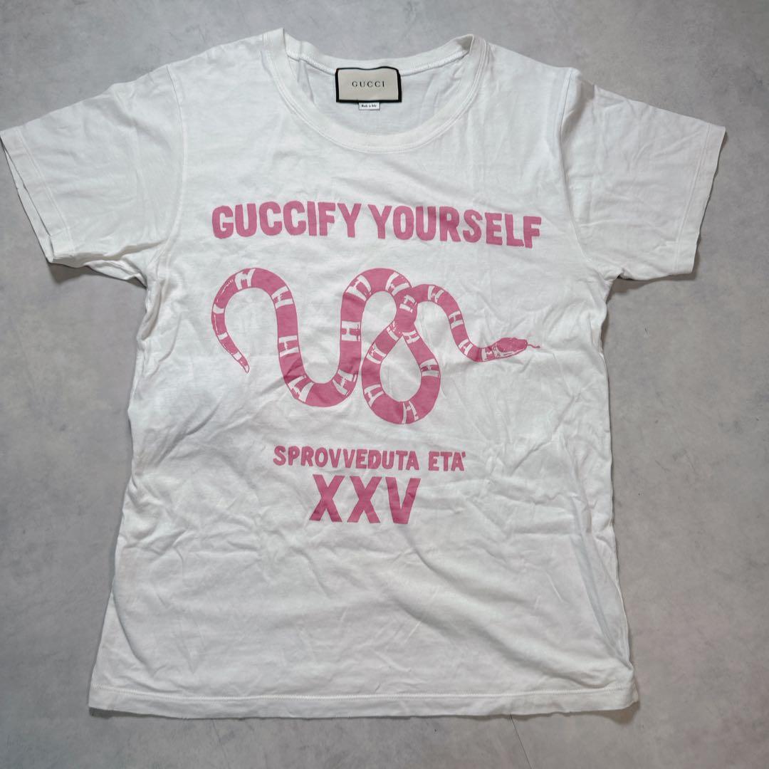 GUCCI グッチ Tシャツ XS スネーク 半袖 GUCCIFY ホワイト.