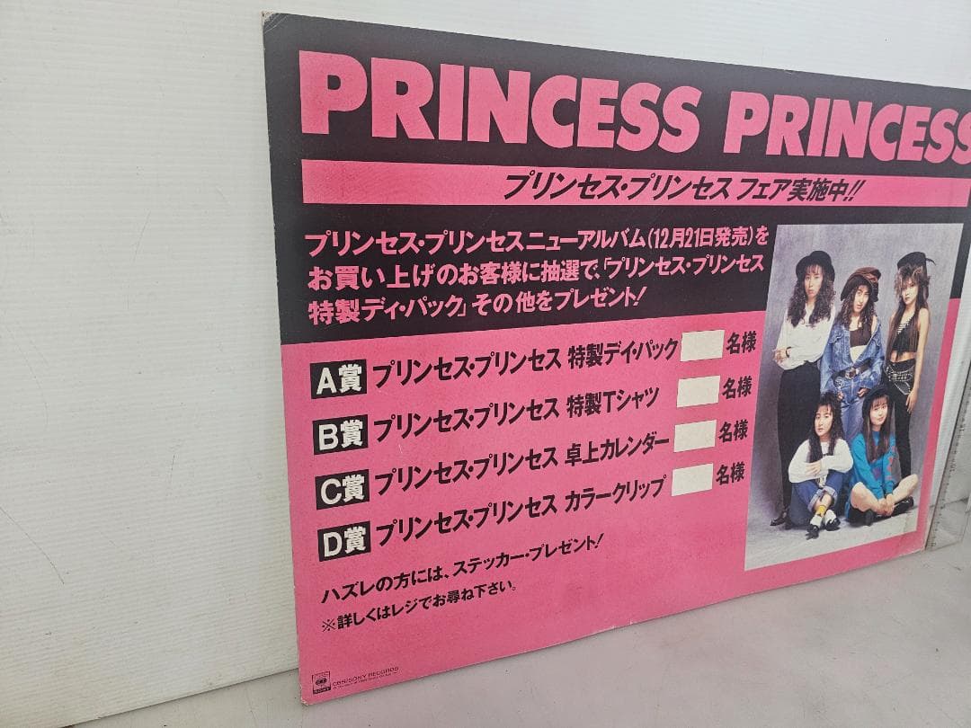 レア！店舗用？PRINCESS PRINCESS/プリプリ/広告/宣伝用/昭和