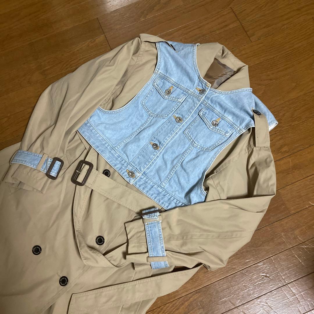 ダブルスタンダードクロージング デニム ドッキング トレンチコート　38 美品