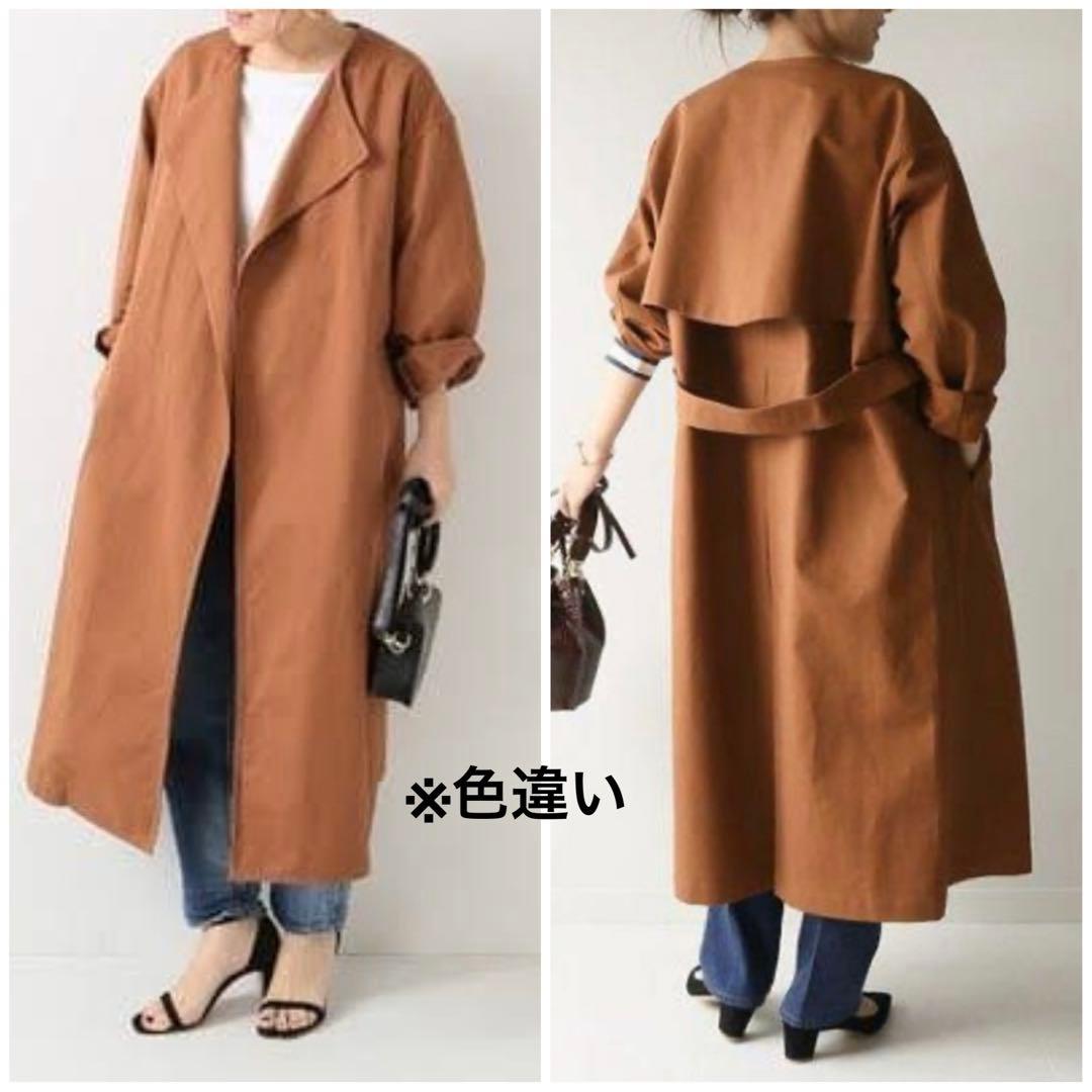 【美品】スピックアンドスパン ノーカラートレンチコート スプリングコート ロング