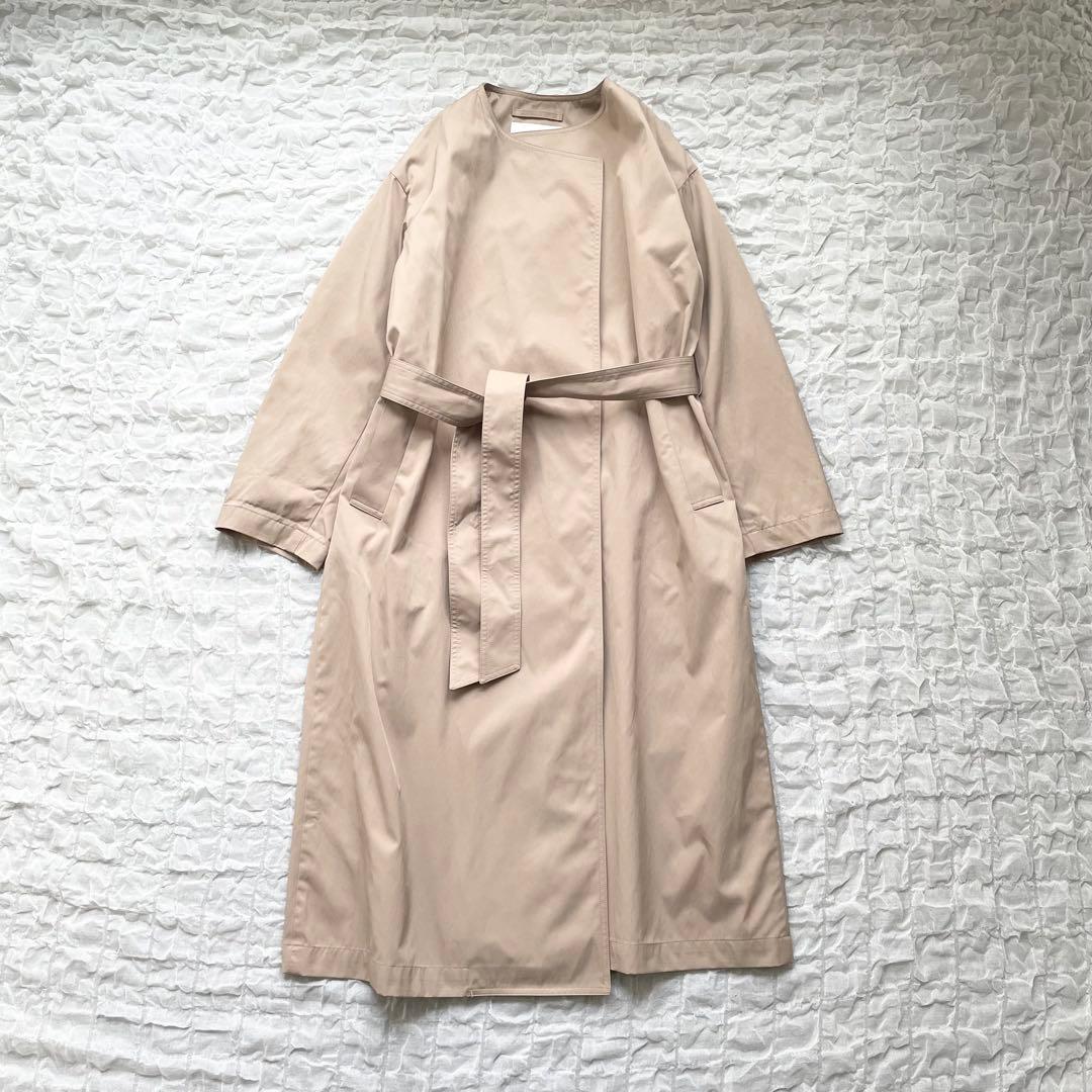 【美品】スピックアンドスパン ノーカラートレンチコート スプリングコート ロング