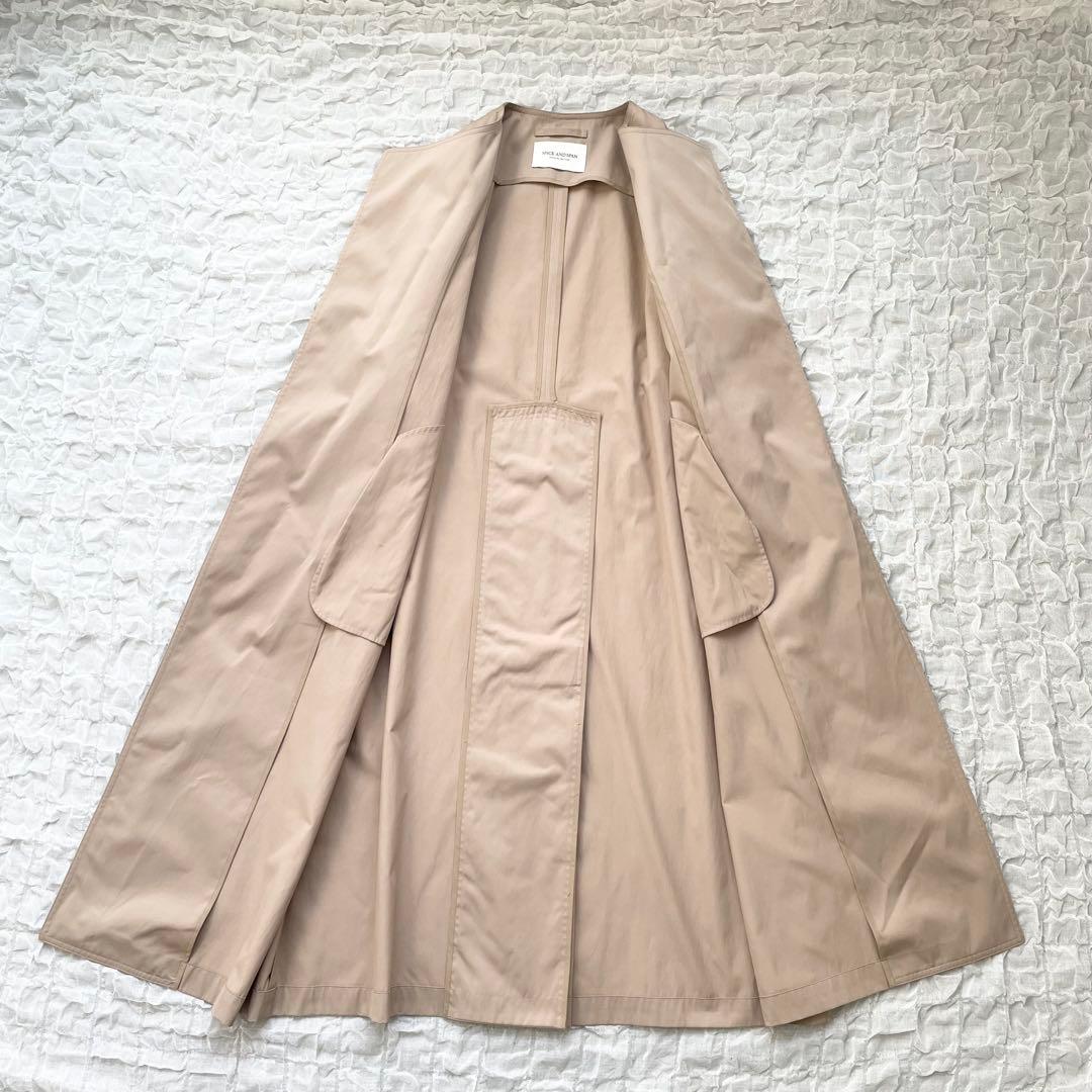 【美品】スピックアンドスパン ノーカラートレンチコート スプリングコート ロング