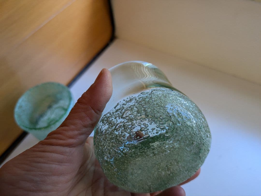 海の泡泡グラス　2つ　吹きガラス工房　琥珀