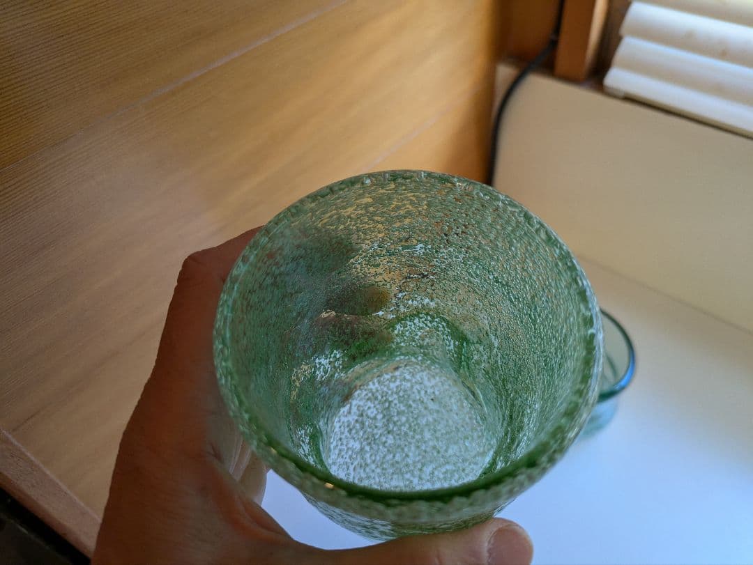 海の泡泡グラス　2つ　吹きガラス工房　琥珀