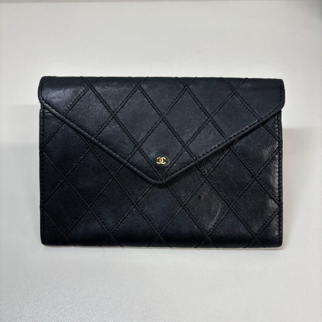 CHANEL シャネル　ビコローレ　ココマーク　ラムスキン　二つ折り財布