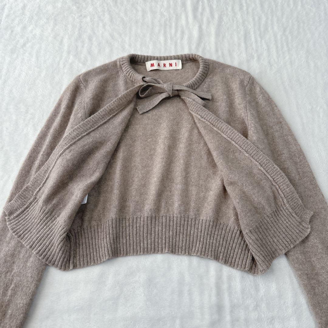 【美品】マルニ　MARNI カーディガン　リボン　カシミヤ100% ブラウン