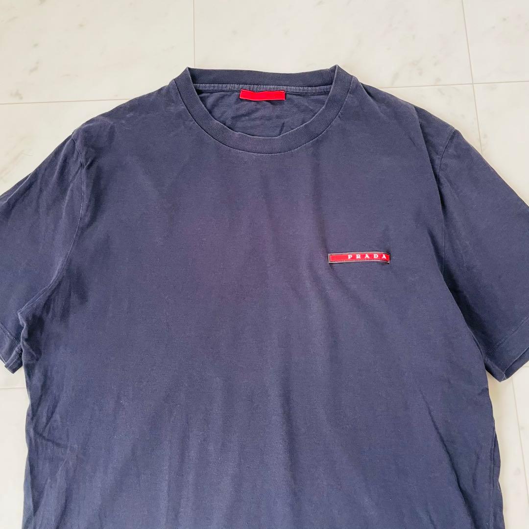 プラダ 半袖Tシャツ ネイビー ブランドロゴ