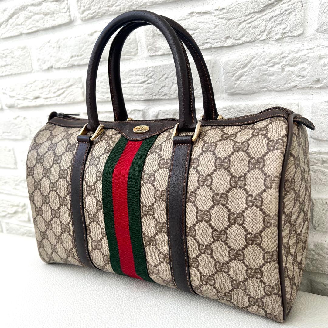 美品✨GUCCI グッチ シェリーライン ボストンバッグ ヴィンテージ 送料無料