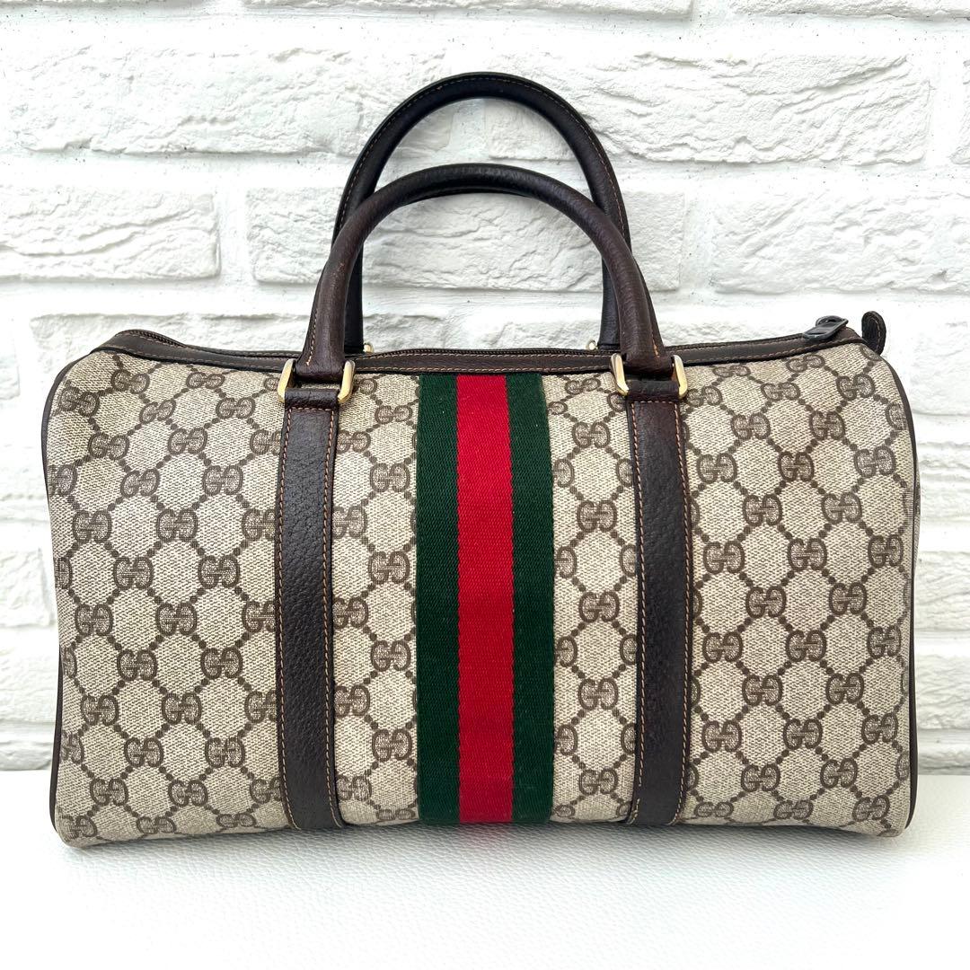 美品✨GUCCI グッチ シェリーライン ボストンバッグ ヴィンテージ 送料無料