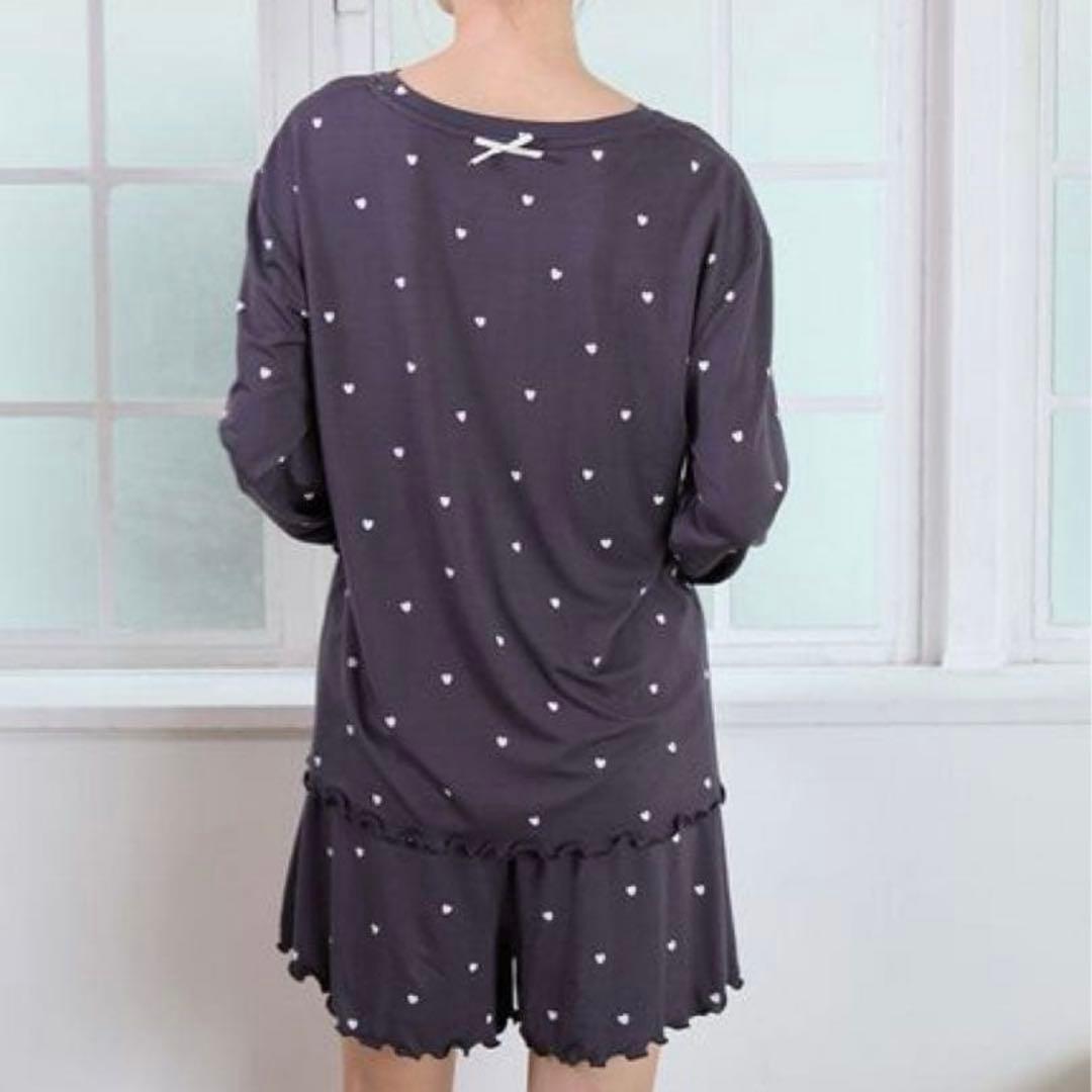 美品✨️ジェラートピケ ハート柄ロンT＆ショートパンツセット ネイビー