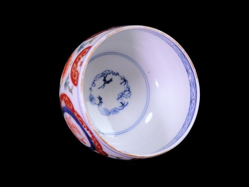 古伊万里　色絵　蝶に牡丹の図　りん茶碗　E883ASA-fbrp