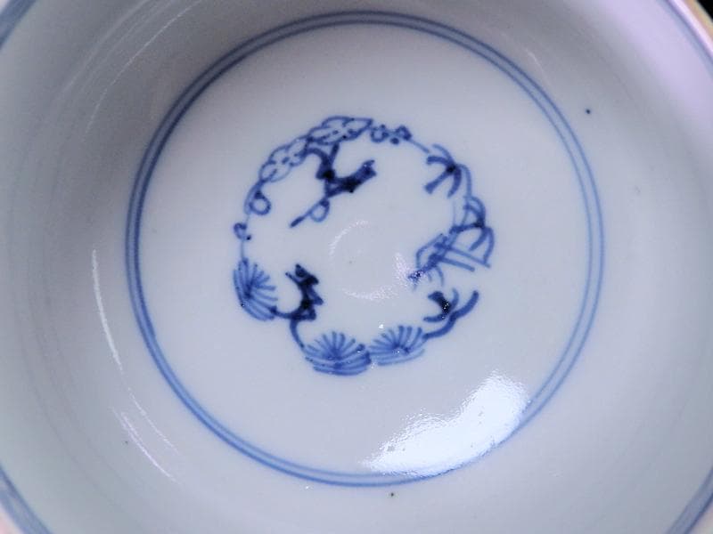 古伊万里　色絵　蝶に牡丹の図　りん茶碗　E883ASA-fbrp