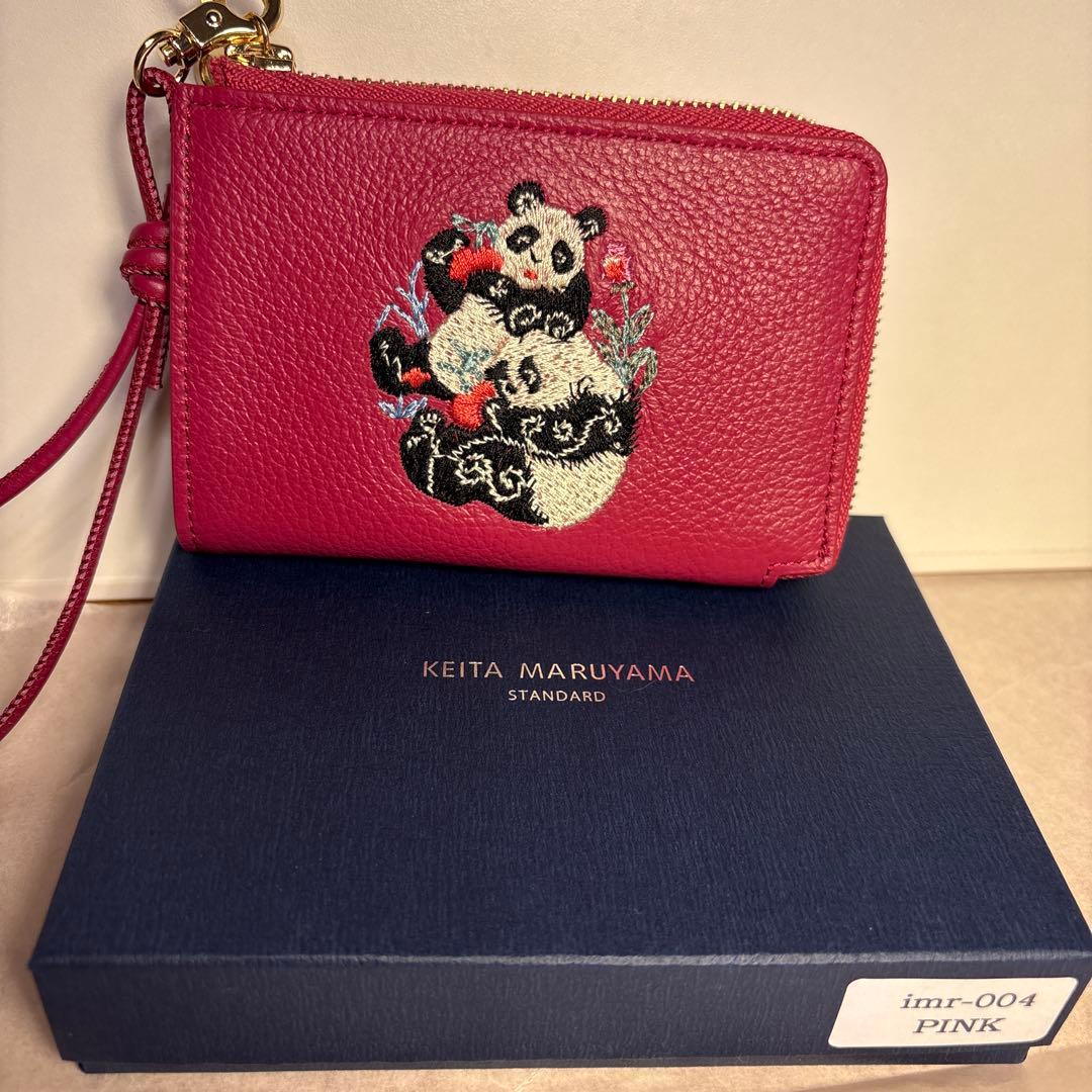 KEITA MARUYAMA×imurammパンダ刺繍 本革二つ折財布 レッド